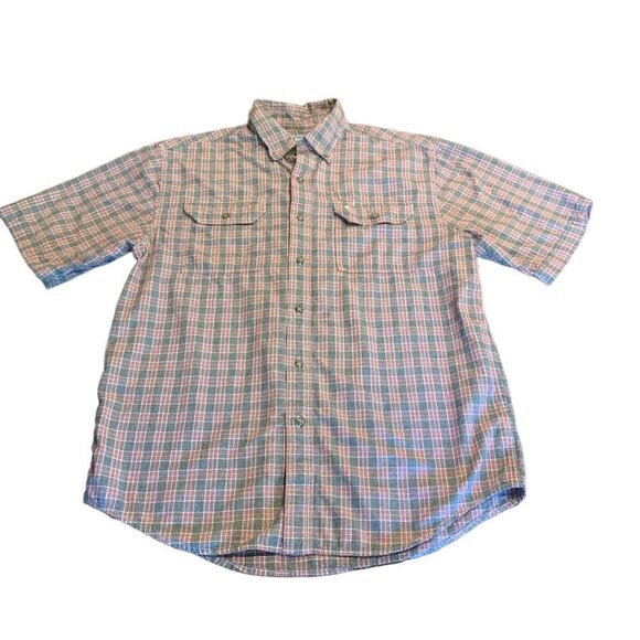 Carhartt Men’s Casual Short Sleeve Plaid Button Down Shirt Large - Picture 1 of 7
